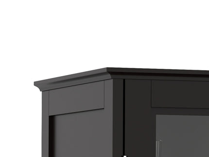Minimalist Buffet Cabinet With Double Glass Doors And Drawer