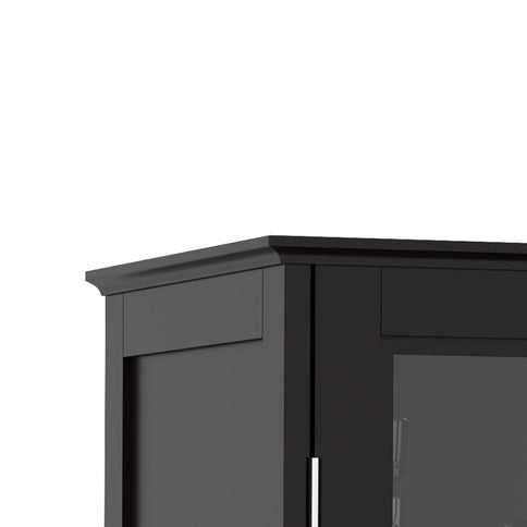 Minimalist Buffet Cabinet With Double Glass Doors And Drawer