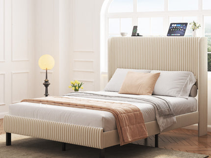 Platform Bed With Metal Frame And Charging Station