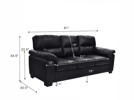 3 Seater Sofa With Padded Armrests And Triangular Leg