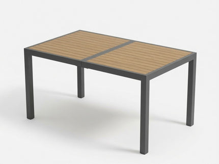 Rectangle Outdoor Patio Table With Slatted Top - Gray
