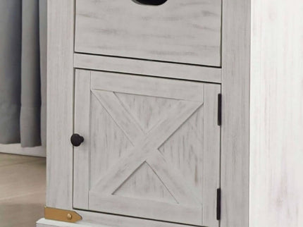 End Table With Storage Drawer And Shelves - Antique White / Gold