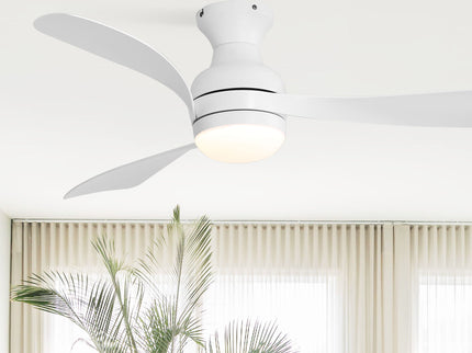 52" Low Profile Ceiling Fan With Lights, Quiet Reversible DC Motor, Dimmable LED, 3 Blades - White