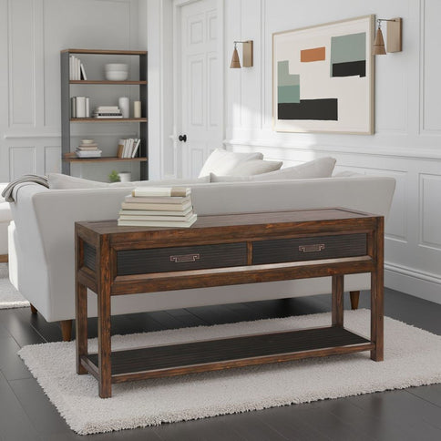2 Drawer Sofa Table, 2 Tone - Brown