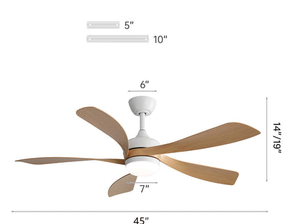 45" Ceiling Fan With DC Motor Smart App Control Quiet Reversible Operation Dimmable Lighting And Timer