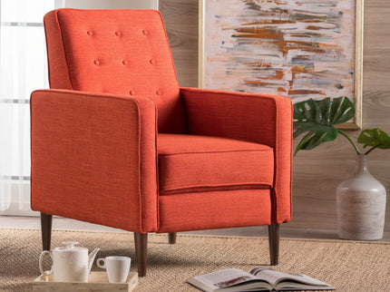 Mid-Century Modern Recliner With Button Tufted Waffle Stitch