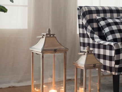 Candle Lantern Decorative, Hurricane Lantern Holder Decor For Indoor Outdoor, Home Garden Wedding - Ivory