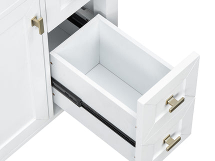 Bathroom Vanity With Sink, 3 Drawers & Cabinet With 2 Tier Door Storage Rack, Soft Close Doors & Drawers