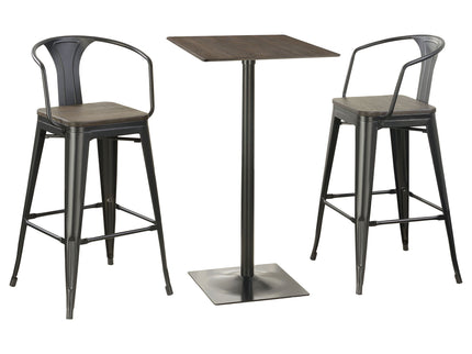 Staccato - 3 Piece Square Bar Table Set - Dark Brown