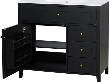 Bathroom Vanity With Sink, Cabinet With 3 Drawers And Adjustable Shelf