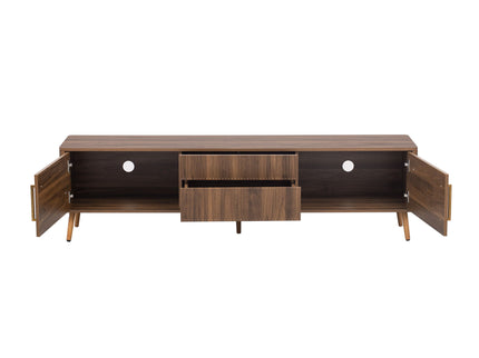 TV Stand With 2 Drawers, Media Console Table For TVs Up To 80'' For Living Room - Walnut