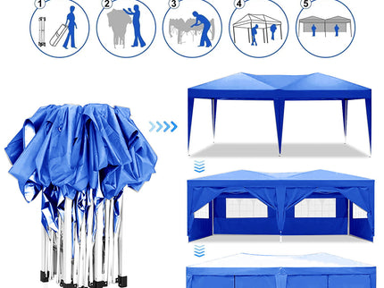 10'X20' Ez Pop Up Canopy Outdoor Portable Party Folding Tent With 6 Removable Sidewalls + Carry Bag + 4 Pieces Weight Bag
