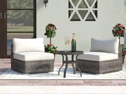 Wide Armless Outdoor Chairs With Cushions (Set of 2)