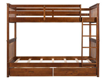 Bunk Bed With Ladders And 2 Storage Drawers