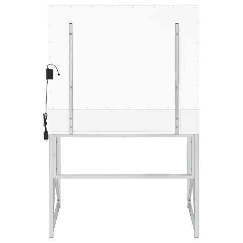 Hamlin - Makeup Vanity Table With Lighted Mirror And Padded Stool - White