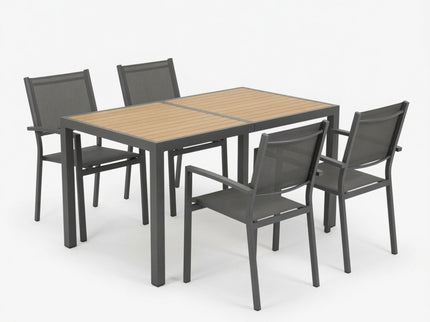 5 Piece Patio Dining Set With Table And Chairs For Outdoor Use - Gray