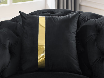 Button Tufted Couch With 2 Pillows, 3 Seater Luxury Chesterfield Sofa