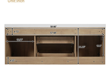 Double Sink Bathroom Vanity, Cabinet & Soft Close Doors, Divided Drawers, Wall Mounted Storage - Wood