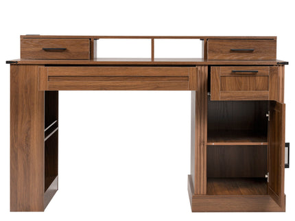 Office Desk With Storage Cabinet, Charging Station, Monitor Stand & Pegboard