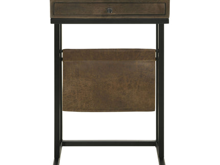 Checkmate - 1 Drawer Side Table With Carved Chess Board - Brown