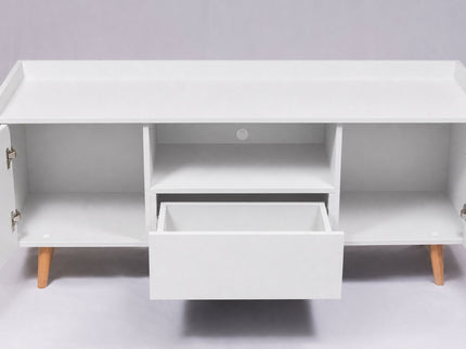 TV Stand For TVs Up To 60" With Open Storage Shelf, 2 Doors, 1 Drawer And Cable Management