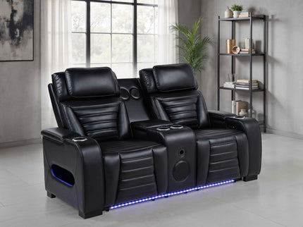 Isadora - Power Reclining Loveseat With Dual USB Charging And Built In Bluetooth Speaker - Black