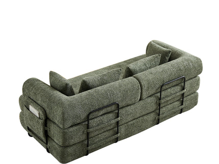 Convertible Sleeper Sofa Bed With Cylindrical Pillow