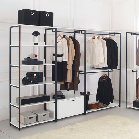 Fiona - Freestanding Walk-In Closet System, Extra Storage Space - White