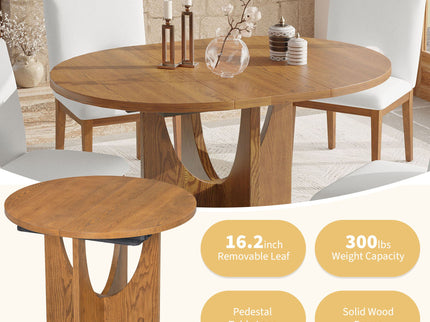 Topmax - 5 Piece Modern Extendable Round Dining Table Set With Removable Leaf For Small Places
