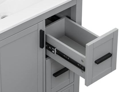 Bathroom Vanity With Sink, Soft Close Door, Double Layer Door Shelf And 3 Drawers - Gray
