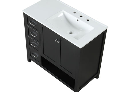 Bathroom Vanity With Sink Top, Bathroom Vanity Cabinet With 2 Doors And 2 Drawers, Open Shelf