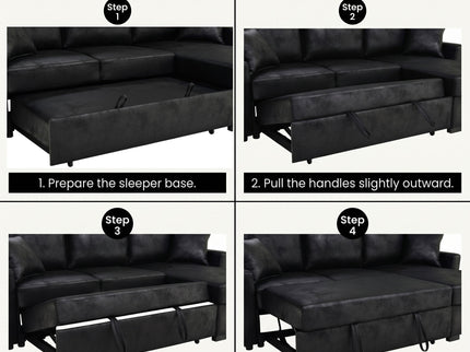 Upholstered Sectional With Pull-Out Bed And Chaise Storage