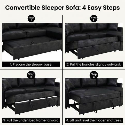 Upholstered Sectional With Pull-Out Bed And Chaise Storage
