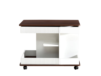 Adjustable End Table With Wheels, 360°Rotating Top And Storage Space