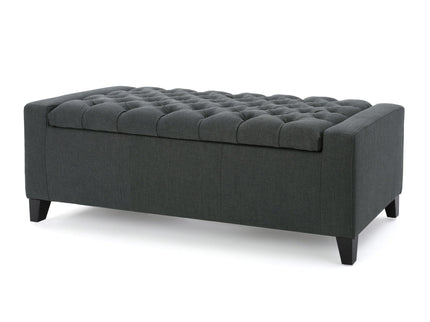 Contemporary Storage Ottoman With Tufted Top - Dark Gray
