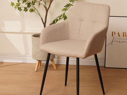 Dining Chair With Backrest And Wide Seat (Set of 2) - Beige