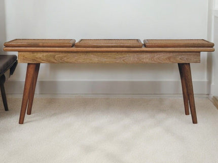 Larissa - Triple Accent Cane Bench - Beige