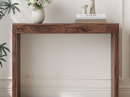 Console Table With Double Drawers - Walnut
