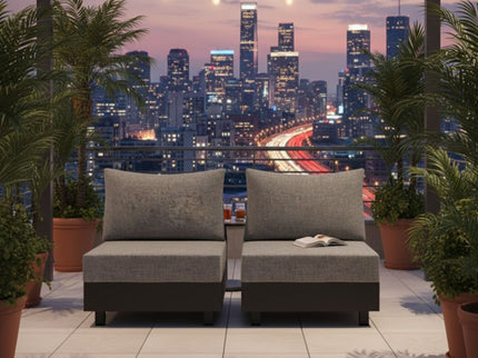 Modular Armless Chairs With Coffee Table For Garden (Set of 2) - Gray