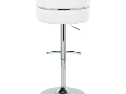 Cinch - Contemporary Adjustable Barstool With Swivel With Rounded T Footrest (Set of 2) - Chrome / White