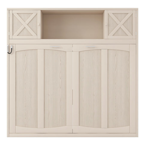 Rustic Casual Murphy Bed With Storage Cabinets