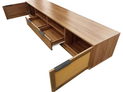 TV Stand With 2 Drawers And Open Shelving - Walnut
