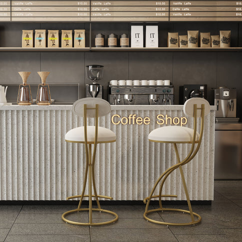 Bar Stools Upholstered Counter Height Barstools For Kitchen Island Modern Dining Chairs With Footrest (Set of 2)