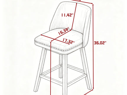 360° Swivel Bar Stool, Counter Height Kitchen Island Chair