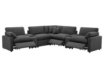 Modular Power Reclining With Lift Top Consoles, 7 Piece Configuration - Dark Gray