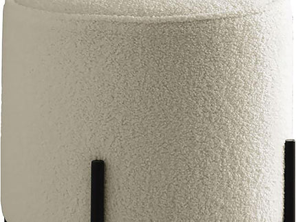 Round Upholstered Ottoman - Beige