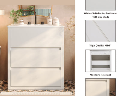 Double Sinks Bathroom Vanity Set With 2 Ceramic Basins