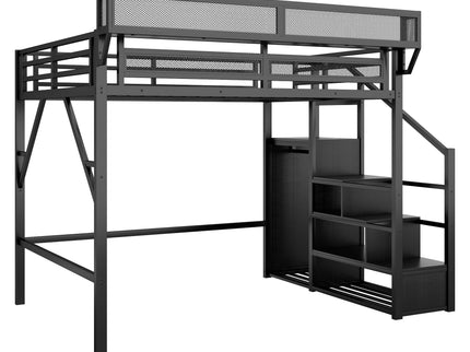 Loft Bed With Storage Shelves, Wardrobe
