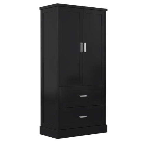 Tall Bathroom Storage Cabinet With 2 Doors And Drawers, Adjustable Shelf