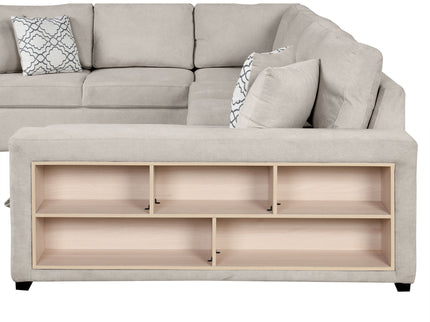 U-Shaped Sectional Sofa Pull-Out Sofa Bed With Two USB Ports, A Storage Chaise Lounge And Four Back Pillows For Living Room